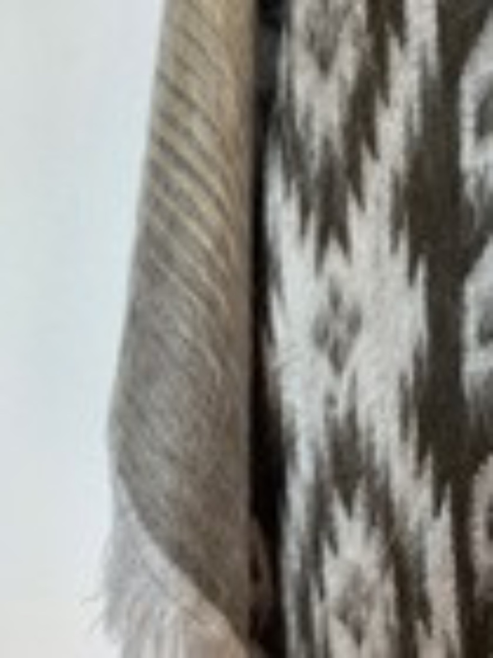 Alpaca Wool Blend Poncho with Hood Brown Gray Cream One Size Western Boho Unisex - Picture 10 of 12